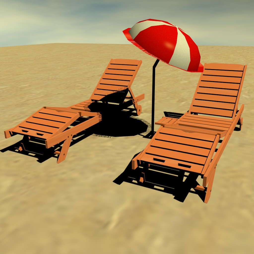 Beach relaxing chairs and beach umbrella preview image 1